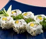 Суши с мясным фаршем рисом наружу